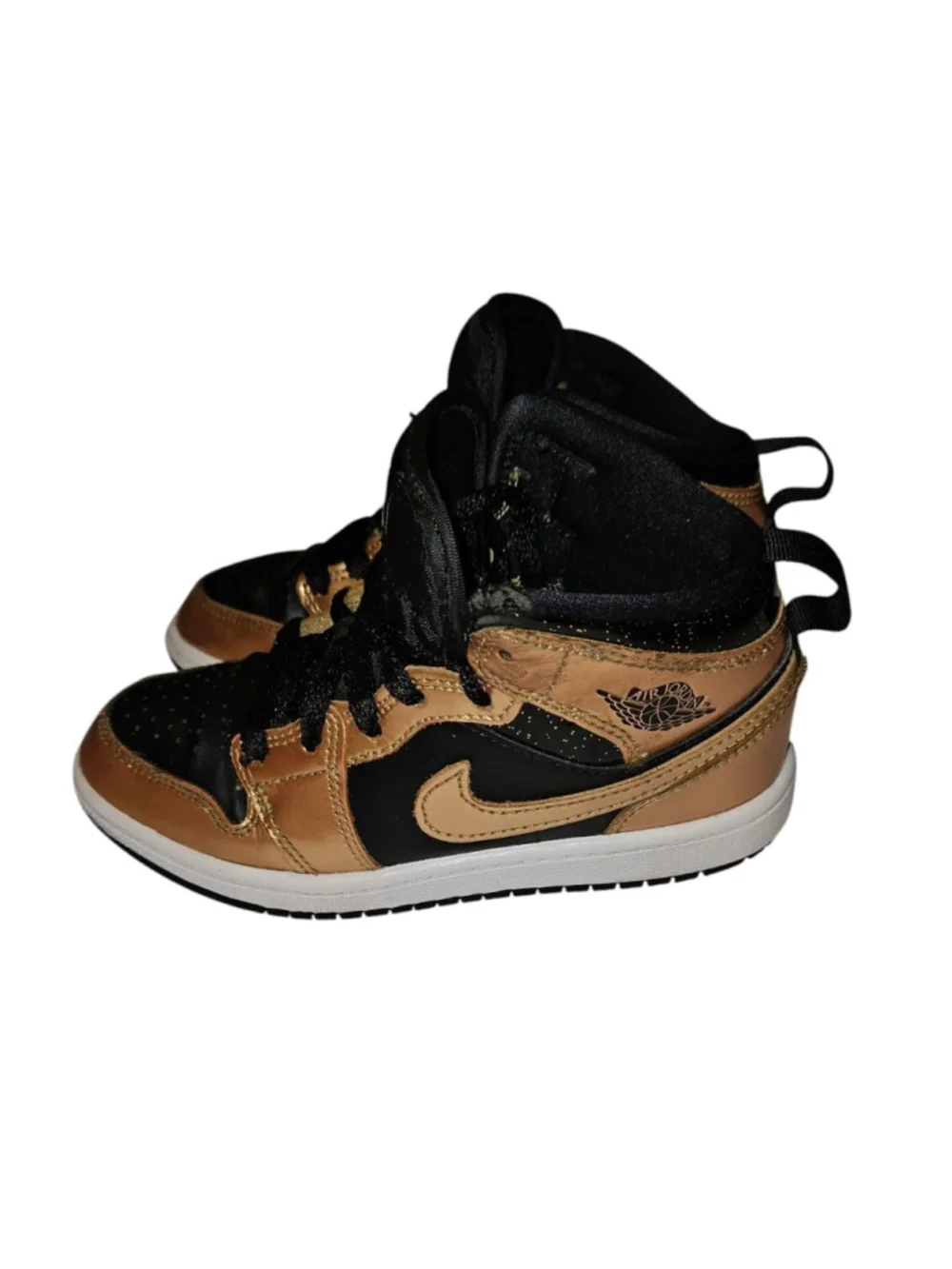Nike Air Jordan 1 Mid SE Black/Metallic Gold-White PS Size 13c DR6968-071